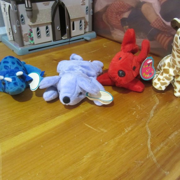 VTG 90'S FULL O'BEANS PLUSH TOYS, SET OF 4, W/TAGS, READ ALL - Picture 1 of 9